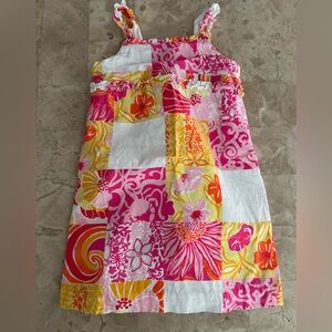 Lilly Pulitzer Little Girl Summer Dress Floral Patch Pattern Pink/Yellow‎ Size 6